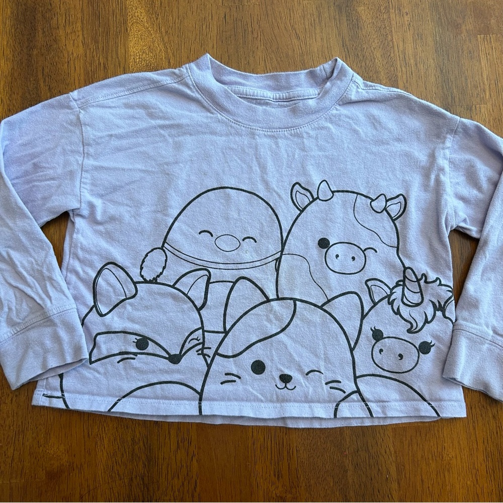 GAP Cropped Squishmallow-Style Animal Long Sleeve Tee | Girls XS (4–5) | Purple